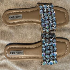 Steve Madden Tan Sandals with Embellished Strap